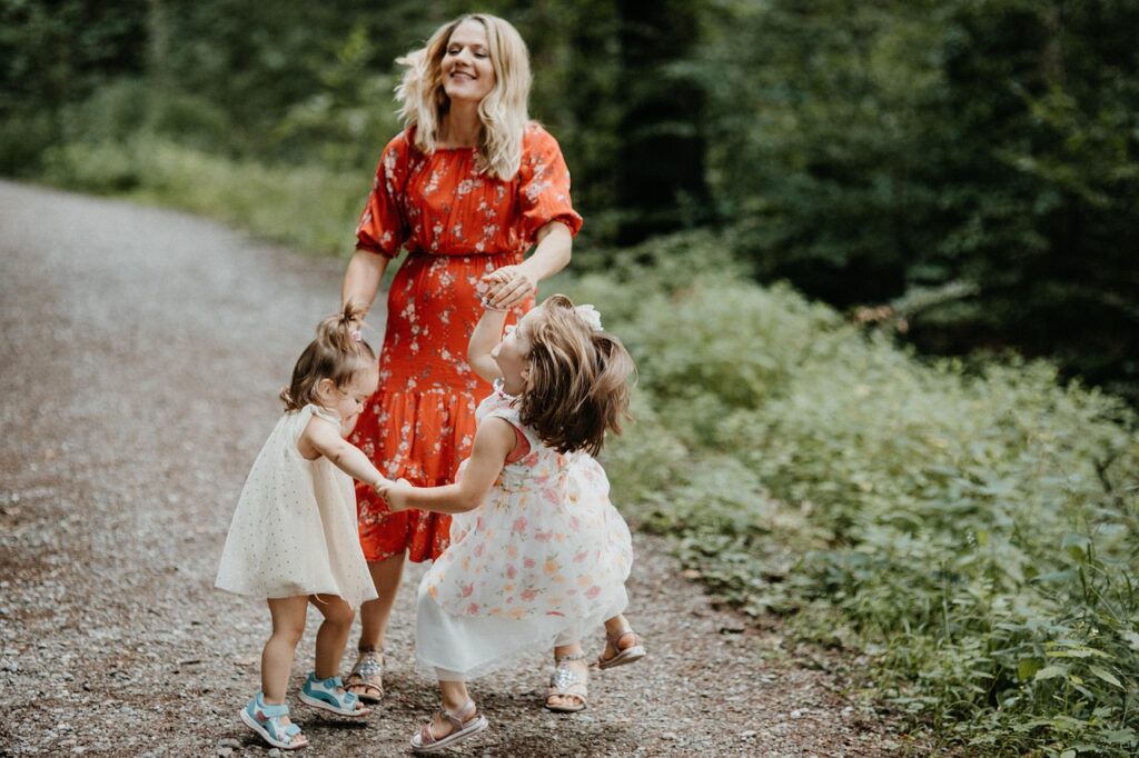 mother with her two adorable daughters